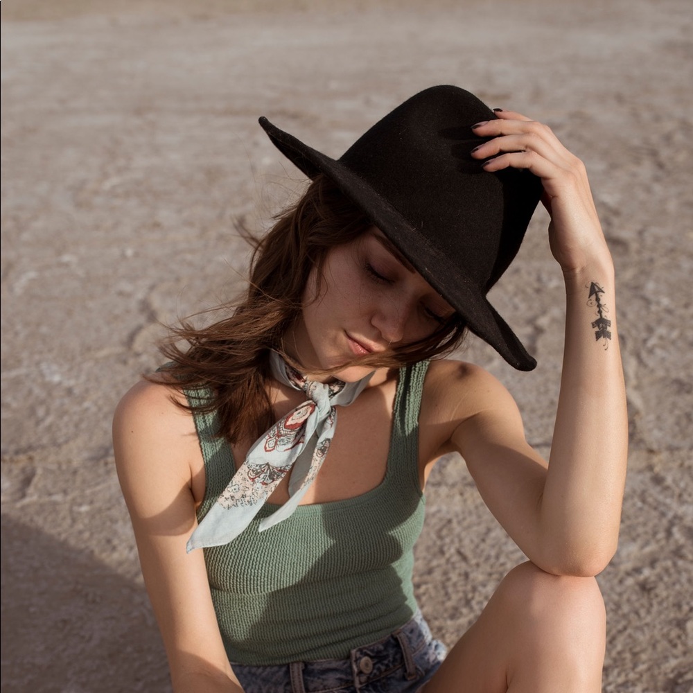 Free people black wool hat